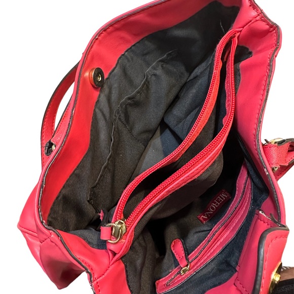 Merona Pink triple pocket shoulder purse with bow. - Picture 5 of 9